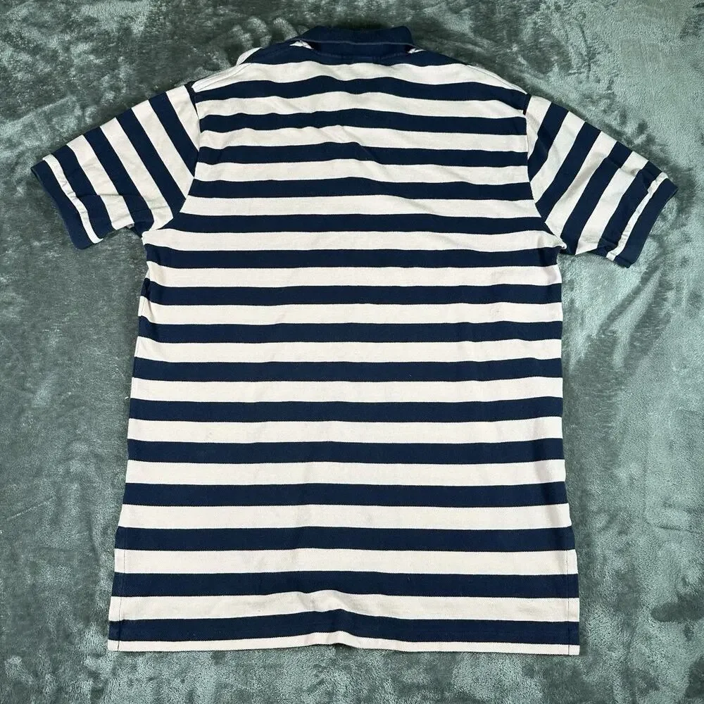 Polo Ralph Lauren Polo Shirt Mens Large Pink/Blue Striped Embroidered‎ Golf